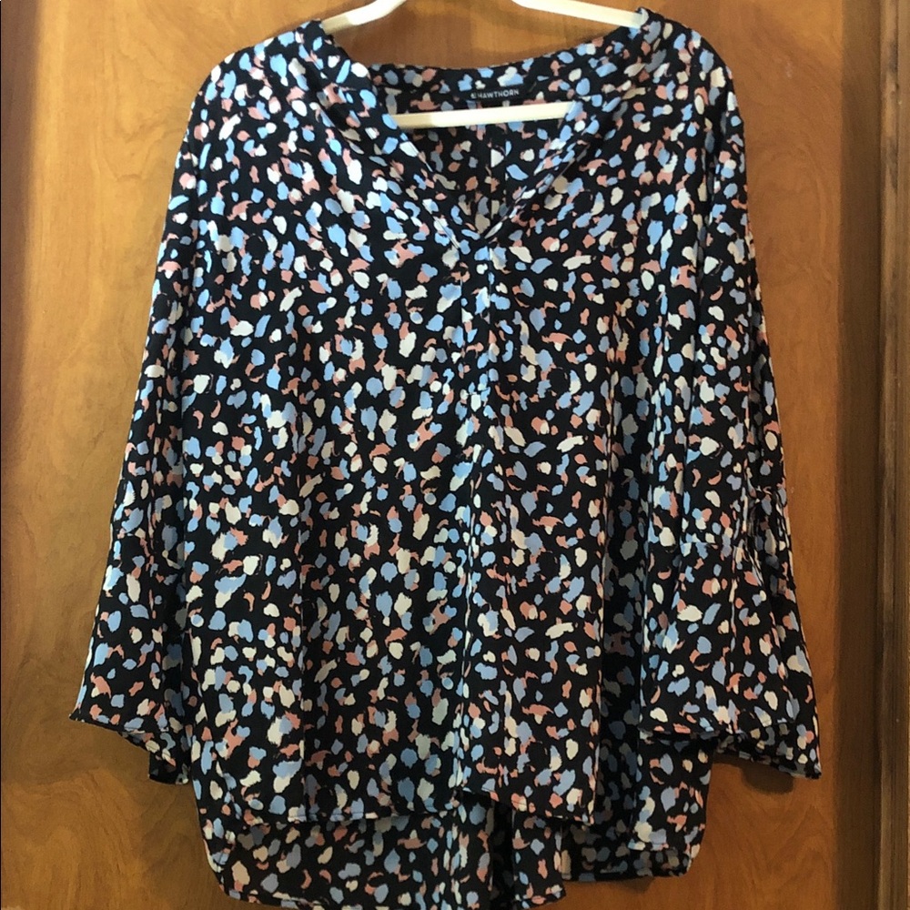 41 Hawthorn Black and Blue Patterned Blouse